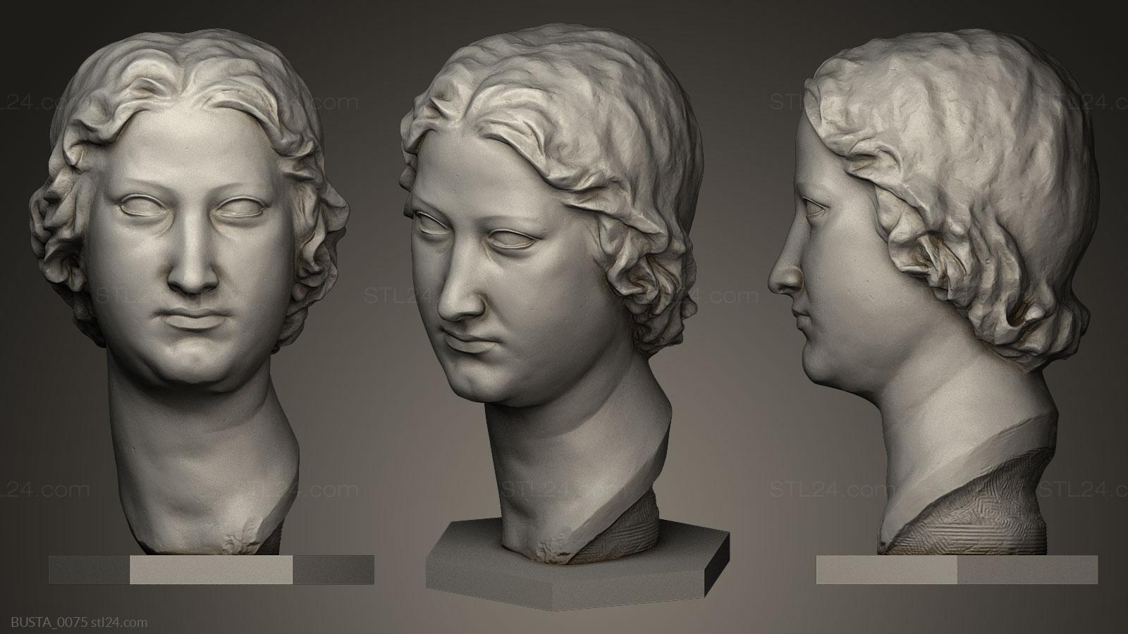 Бюсты и головы античные и исторические (Девушка, BUSTA_0075) 3D модель для ЧПУ станка